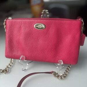 Coach Pink Crossbody Bag with Silver Chain